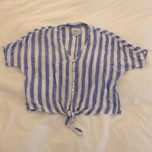 Rails Blue and White Tie Top